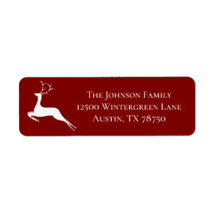Red Christmas Reindeer Elegant Return Address