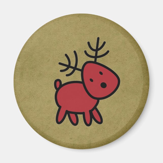 Red Christmas Reindeer Illustratio Magnet (Front)