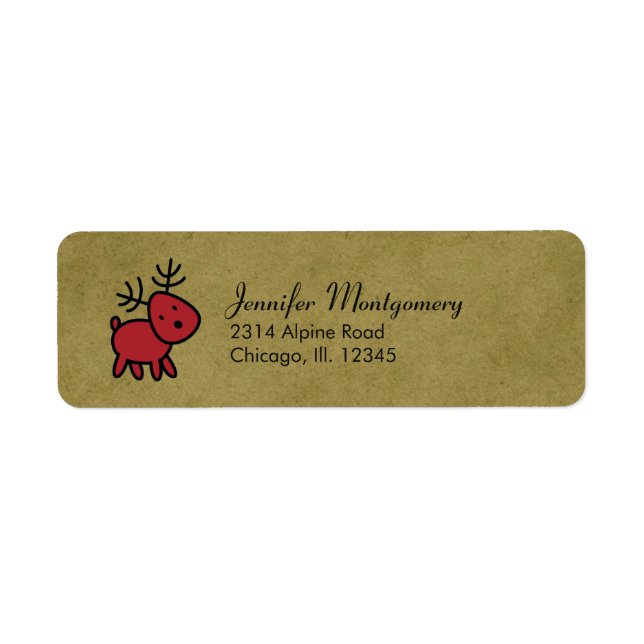 Red Christmas Reindeer Illustration (Front)