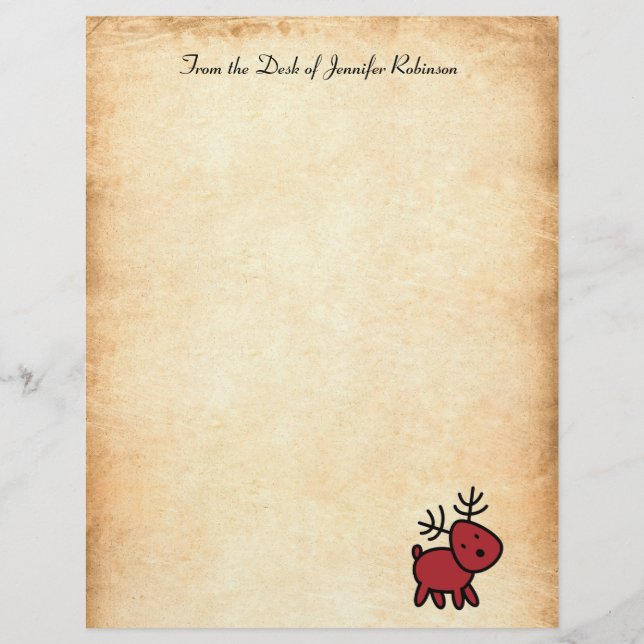 Red Christmas Reindeer Illustration (Front)