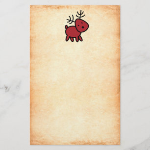Red Christmas Reindeer Illustration Stationery