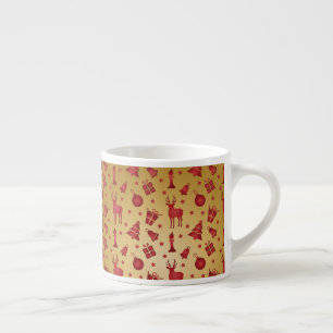Red Christmas reindeer on Gold Espresso Cup