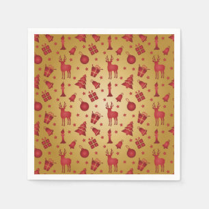 Red Christmas reindeer on Gold Napkin