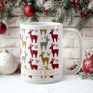 Red Christmas Reindeer Pattern#12 ID1009 Coffee Mug