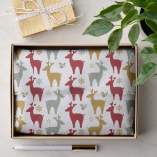 Red Christmas Reindeer Pattern#12 ID1009 Tissue Paper