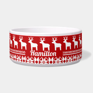 Red Christmas Reindeer Snowflake Pattern Monogram