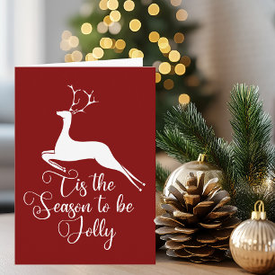 Red Christmas Reindeer Tis the Season to be Jolly Card