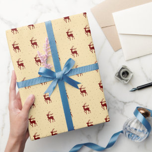 Red Christmas Reindeer Wrapping Paper