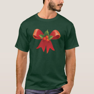 Red Christmas Ribbon & Mistletoe T-Shirt