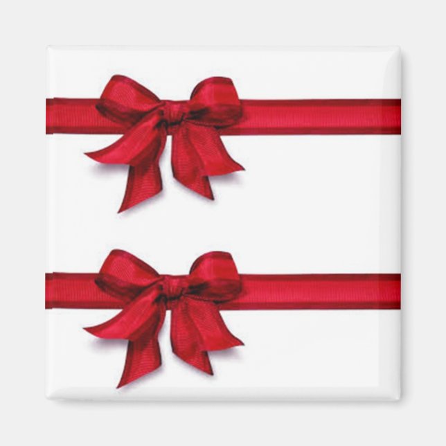 RED "CHRISTMAS" RIBBONS MAGNET (Front)
