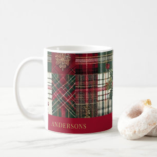 Red Christmas Rustic Plaid Tartan Pattern Coffee Mug