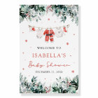 Red Christmas Santa Baby Baby Shower Welcome Sign