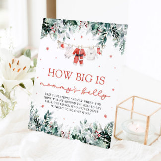 Red Christmas Santa Baby How Big Is Mummy's Belly Pedestal Sign