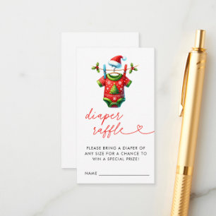 Red Christmas Santa Baby Shower Diaper Raffle Enclosure Card