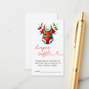 Red Christmas Santa Baby Shower Diaper Raffle Enclosure Card