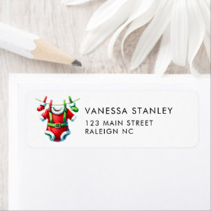 Red Christmas Santa Baby Shower Return Address