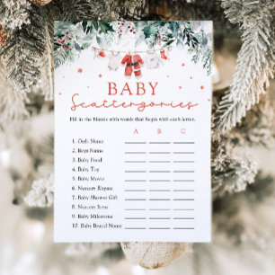 Red Christmas Santa Baby Shower Scattergories Game Invitation