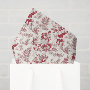 Red Christmas Santa Toile Tissue Paper