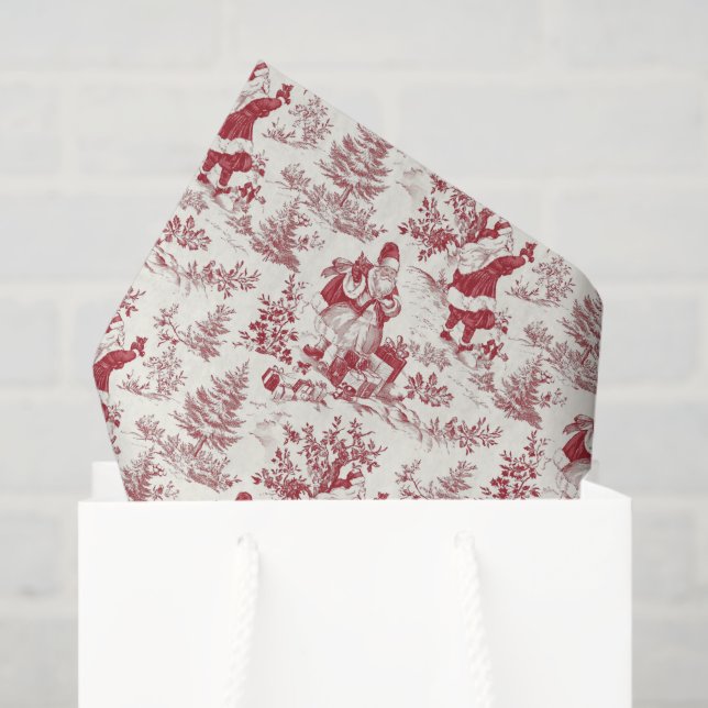 Red Christmas Santa Toile Tissue Paper (Gift Bag)