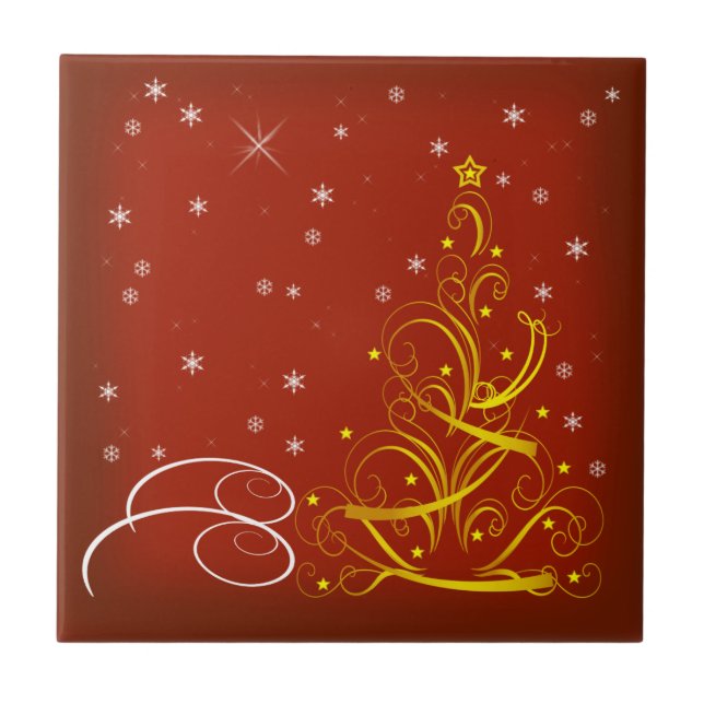 Red Christmas scene Tile (Front)