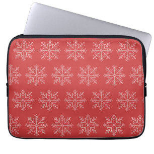 Red christmas seasonal snowflake art laptop sleeve