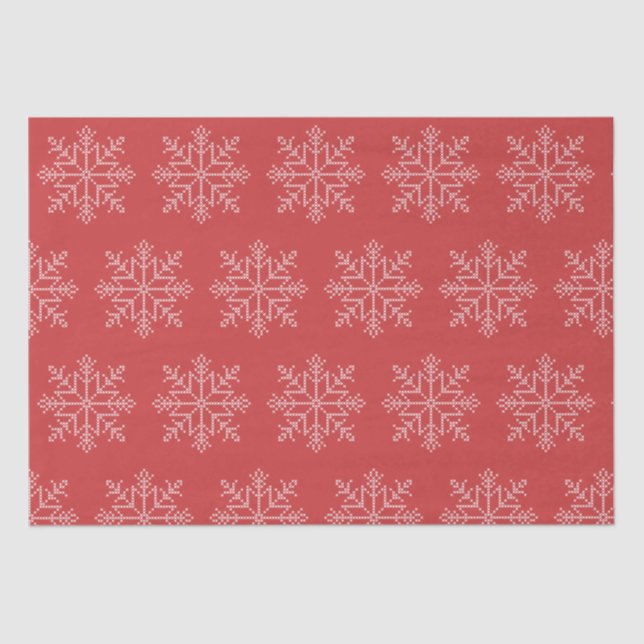 Red christmas seasonal snowflake art  tissue paper (Front)