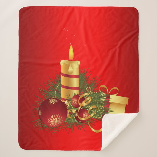 Red Christmas Sherpa Blanket (Front)