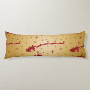 Red Christmas sleigh on Gold Body Cushion