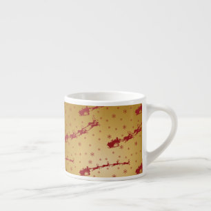Red Christmas sleigh on Gold Espresso Cup