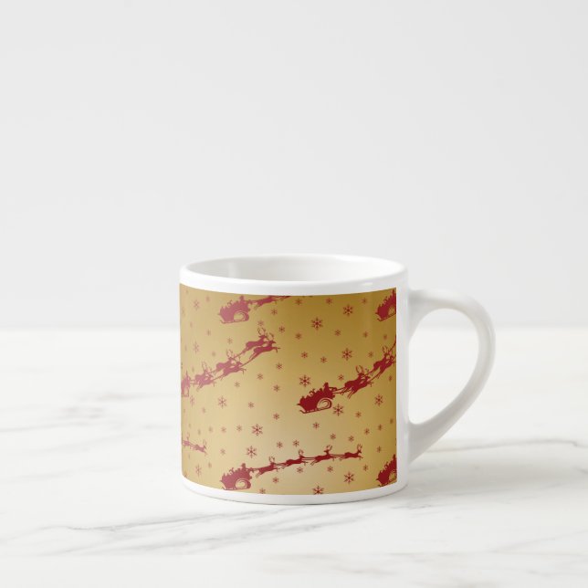 Red Christmas sleigh on Gold Espresso Cup (Right)