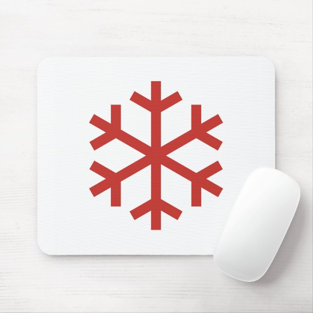 Red Christmas Snowflake Mouse Mat (With Mouse)