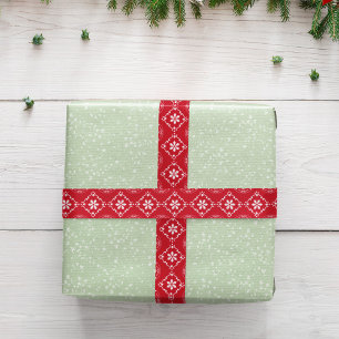 Red Christmas Snowflake Pattern Simple Satin Ribbon