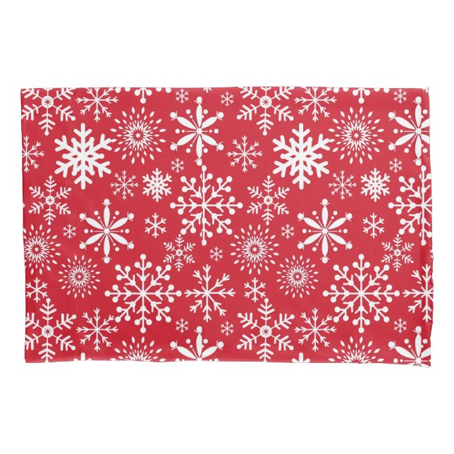 Red Christmas Snowflake Pillowcase (Front)