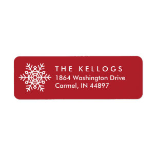 Red Christmas Snowflake Return Address Sticker