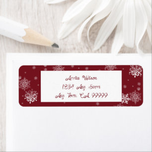 Red Christmas Snowflakes Label