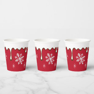 Red Christmas Snowflakes Party Drink Coffee Cups