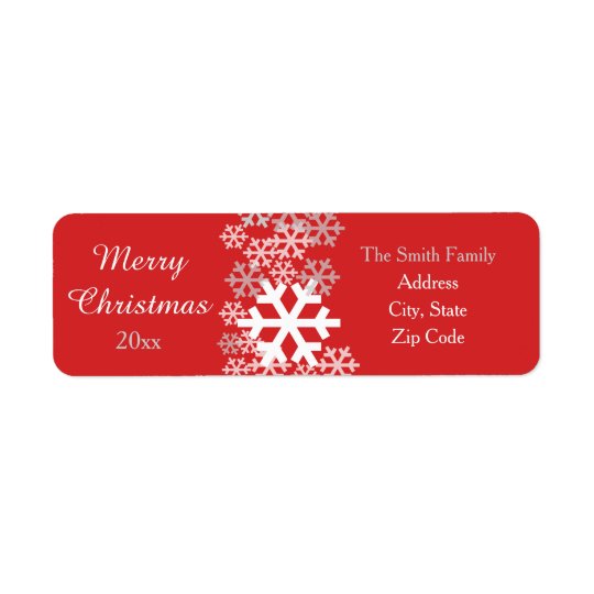 Red Christmas Snowflakes Pattern Greetings Return Address Label