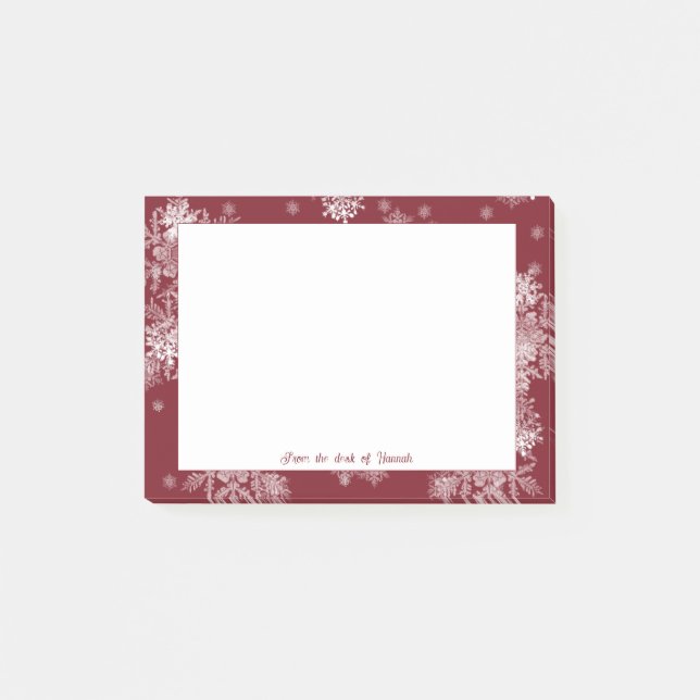 Red Christmas Snowflakes Personalised Notes (Front)