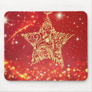 Red Christmas Star Mouse Mat