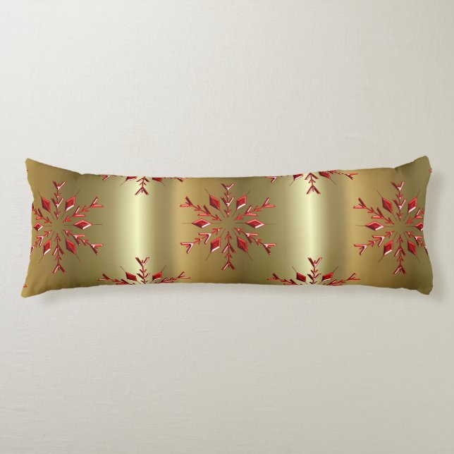 Red Christmas Stars on Gold Body Cushion (Front)