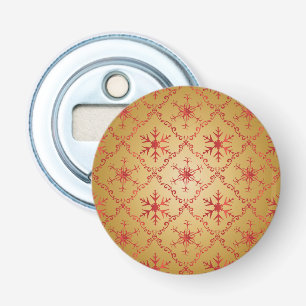 Red Christmas Stars on Gold Bottle Opener