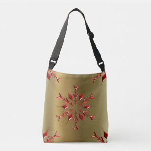 Red Christmas Stars on Gold Crossbody Bag