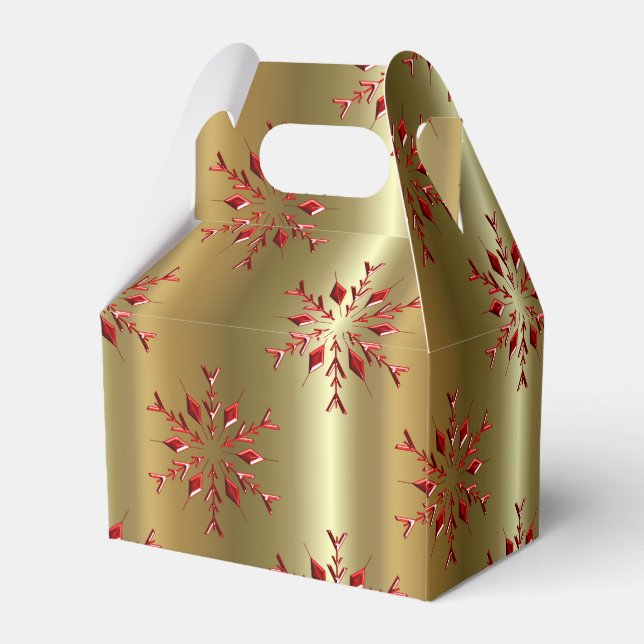 Red Christmas Stars on Gold Favour Box (Back Side)