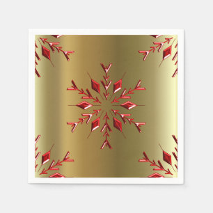 Red Christmas Stars on Gold Napkin