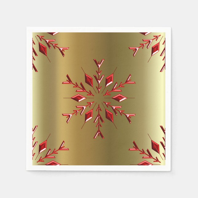 Red Christmas Stars on Gold Napkin (Front)