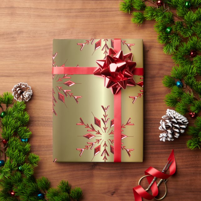 Red Christmas Stars on Gold Wrapping Paper (Creator Uploaded)