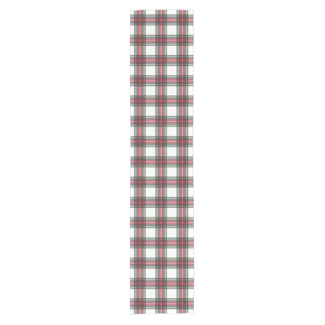 Red Christmas Stewart Plaid Short Table Runner (Front)