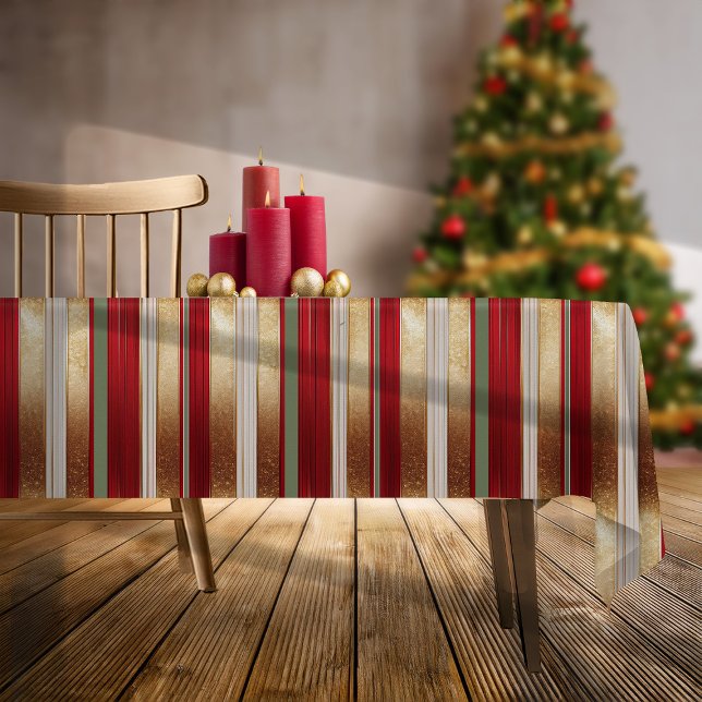 Red Christmas Stripe Pattern#27 ID1009 Tablecloth (Creator Uploaded)