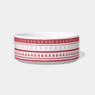 Red Christmas Stripes Pet Bowl