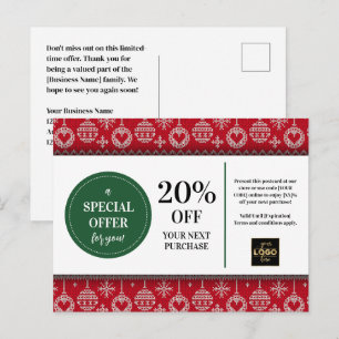 Red Christmas Sweater Custom Coupon Discount  Postcard